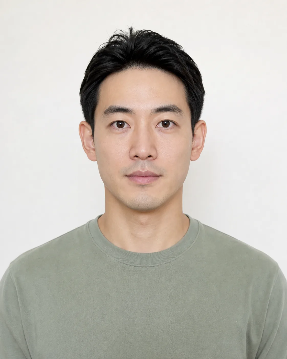 A front-facing photo with clear features and hairline